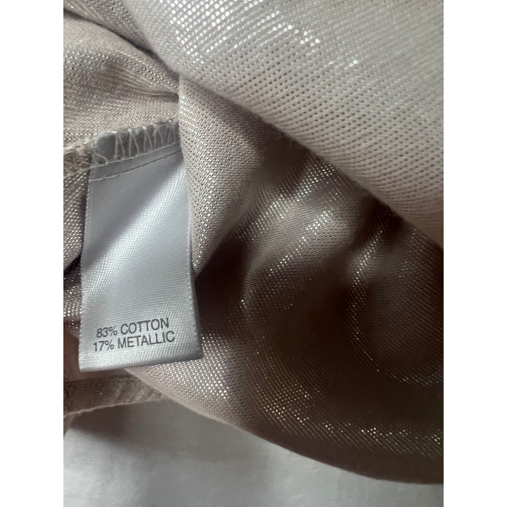 Avenue Womens 14/16 Metallic Shimmer Button Down Shirt Champagne Gold Top - Picture 7 of 8